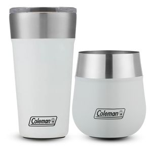 Kit Vaso Cervecero Brew Blanco, de Acero Inoxidable y Abrebotellas integrado, 600 ml y Vaso Blanco Claret para Vino, de Acero Inoxidable 384 ml