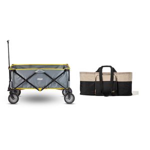 Kit de Camping Coleman, Carro Playero y Mochila Coleman Now Termica, estilo Tote Bag, capacidad para 24 latas y Bolsillos Exteriones de Gran Capacidad