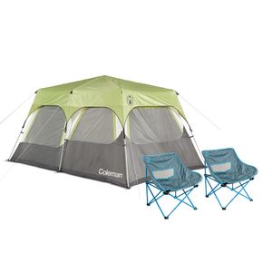 Kit Carpa Coleman Instant Signature con cubretecho 10P y 2 Sillas Coleman Kickback breeze azul