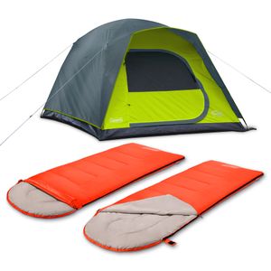 Kit Carpa domo Coleman Amazonia 4P y 2 Sacos de Dormir Coleman Breeze con capucha